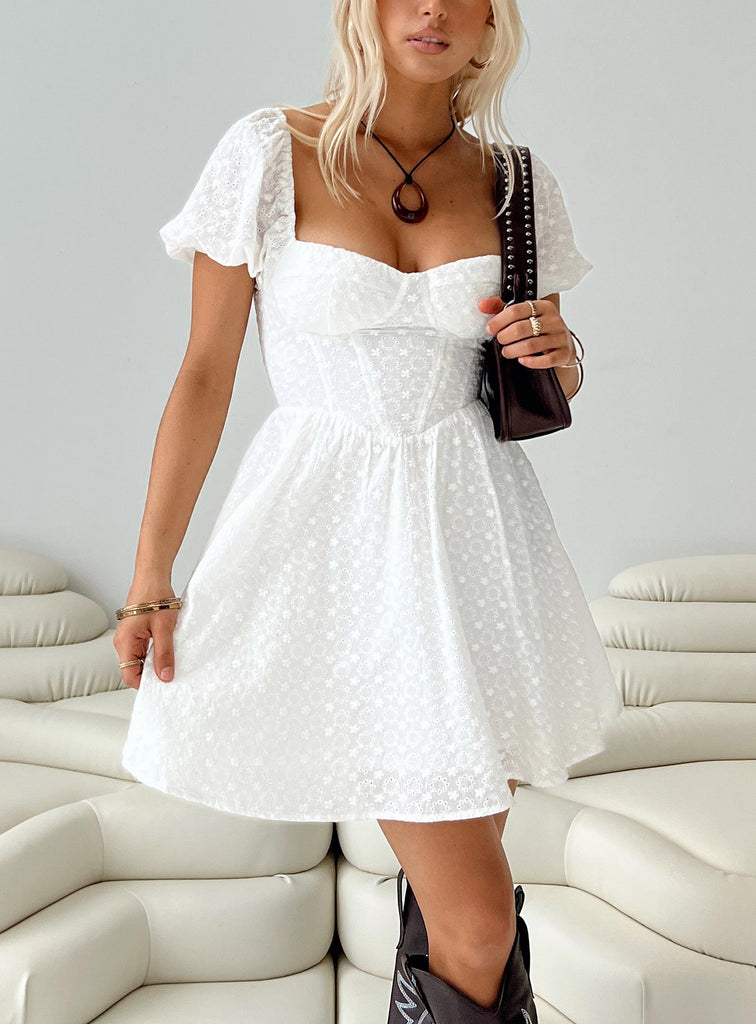 open lace back dress Darso Mini Dress White