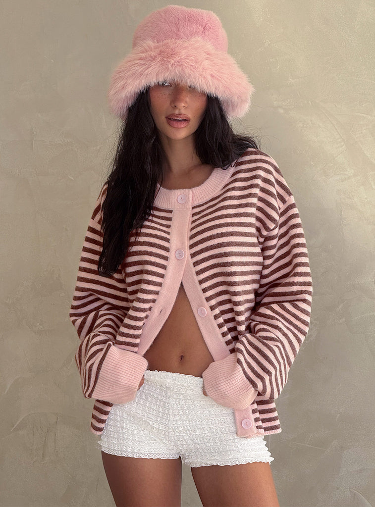 カーディガン "B" CAMEL PEPURAMU CARDIGAN PINK Spiderweb Knit Cardigan (KL844-ROSE-PINK)