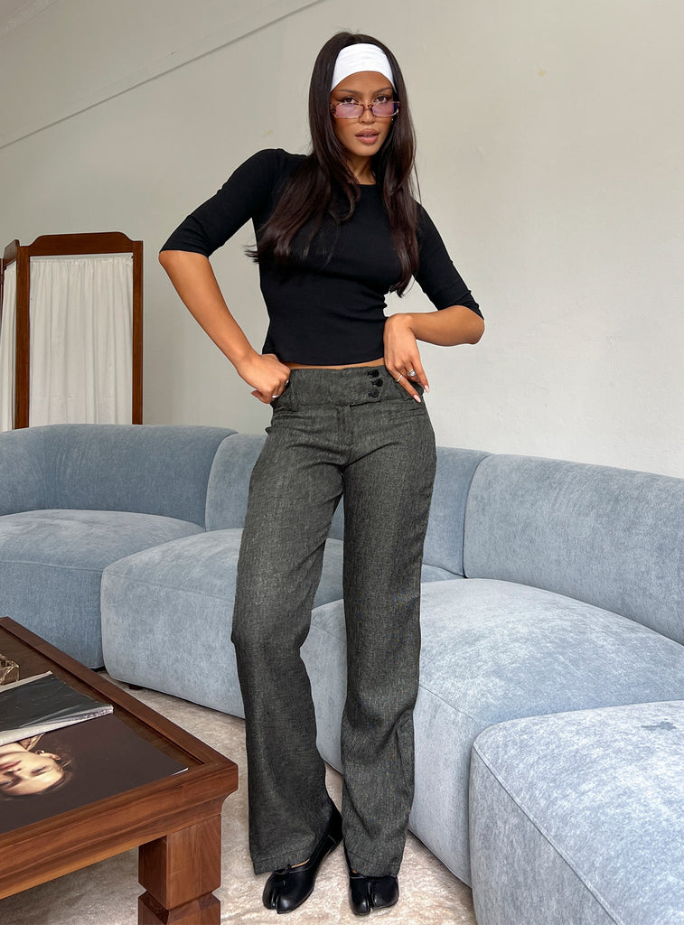 Karola Asymmetrical Buckle Pants Grey | Princess Polly