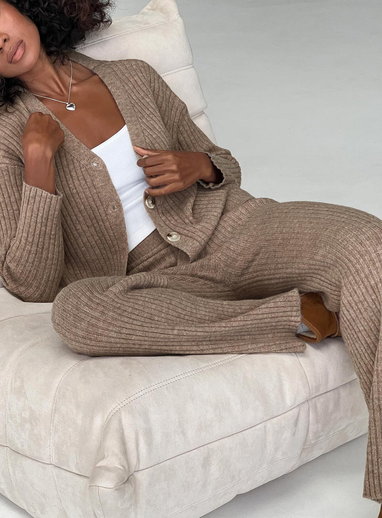 Wide Knitted Trousers Brown