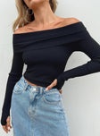 product Morley Off Shoulder Sweater Black Princess Polly Cropped