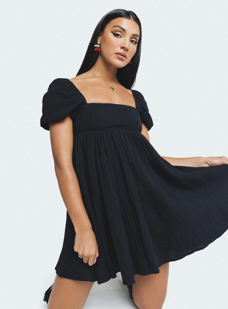 Lorna Short Sleeve Mini Dress Black