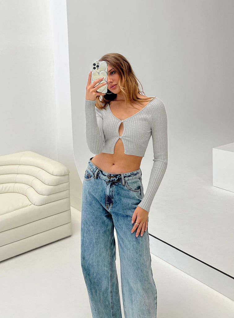 lolida Lolida backwards Cropped Cardigan Grey Marle