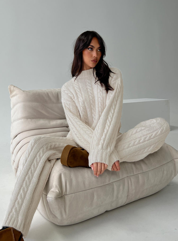 Sharif Cable Knit Pants Beige | Princess Polly