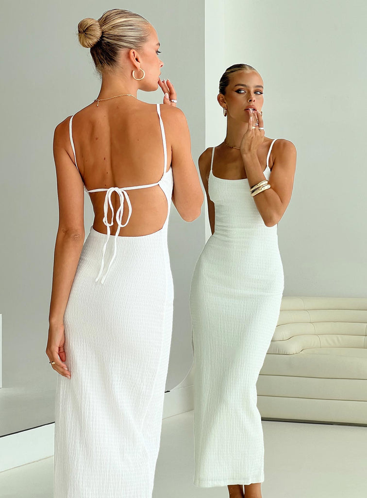 Elestria Backless Maxi Dress | White | Womens