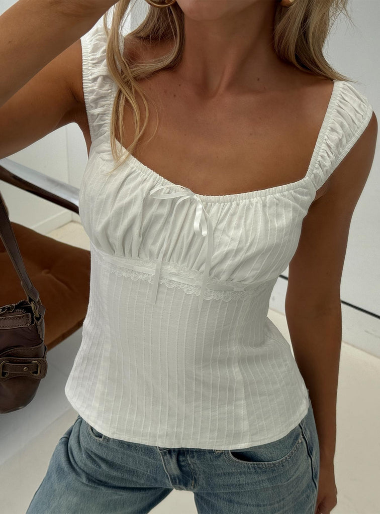 Princess Polly Garconne Textured Top White