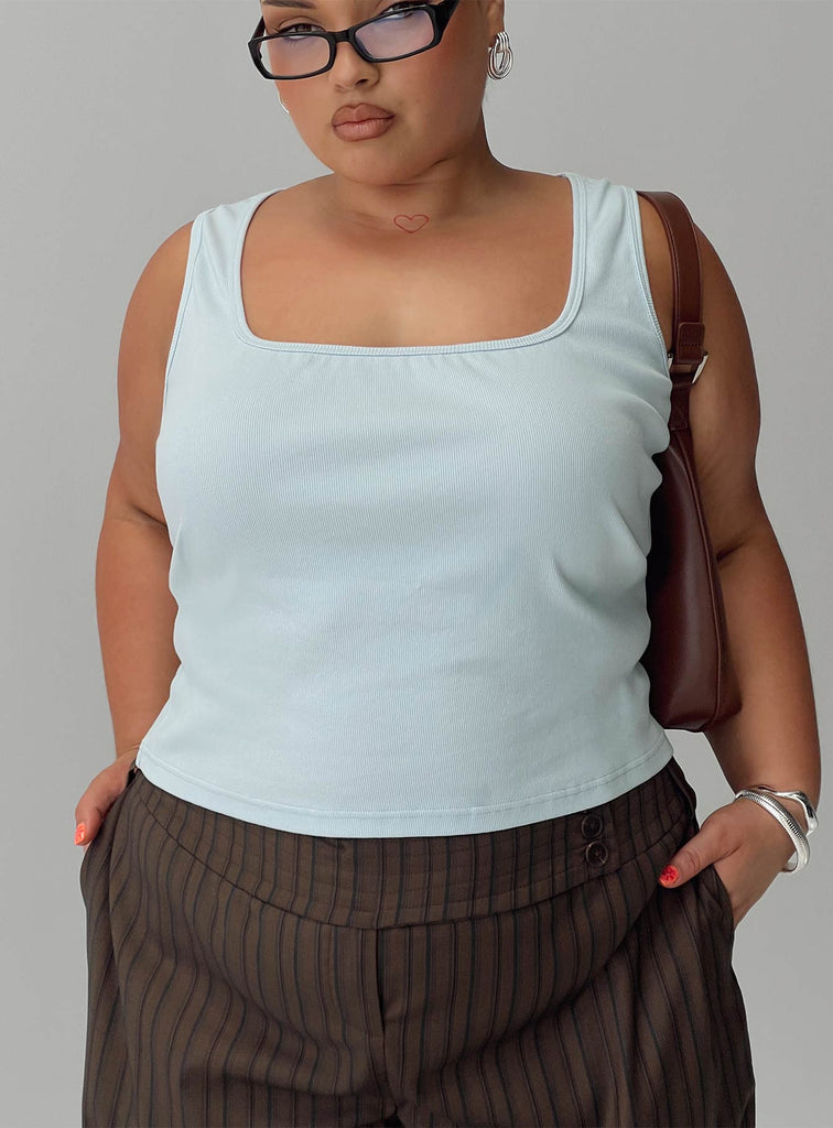 Dearly Square Neck Tank- Blue