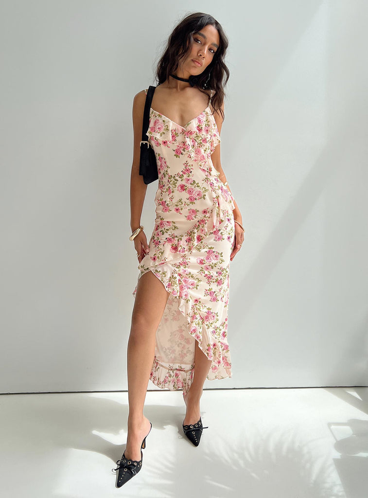 Garys Midi Dress Cream Floral | Princess Polly Garys Midi Dress Cream Floral | Princess Polly