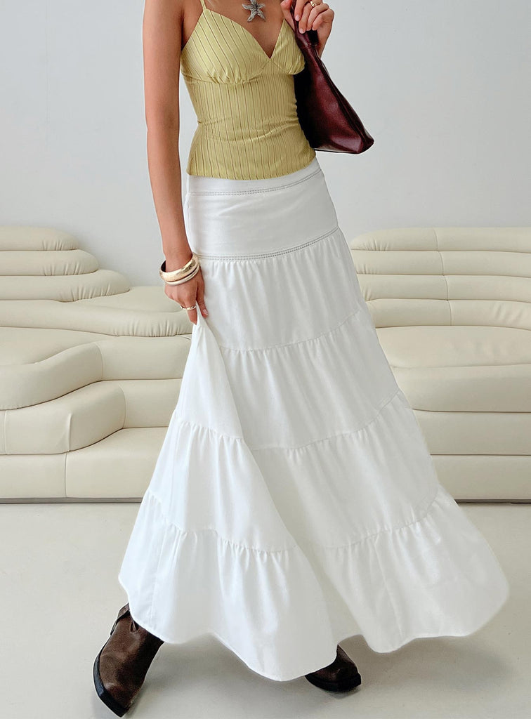 AMALI PULL ON TIERED MAXI SKIRT - WHITE main image 1