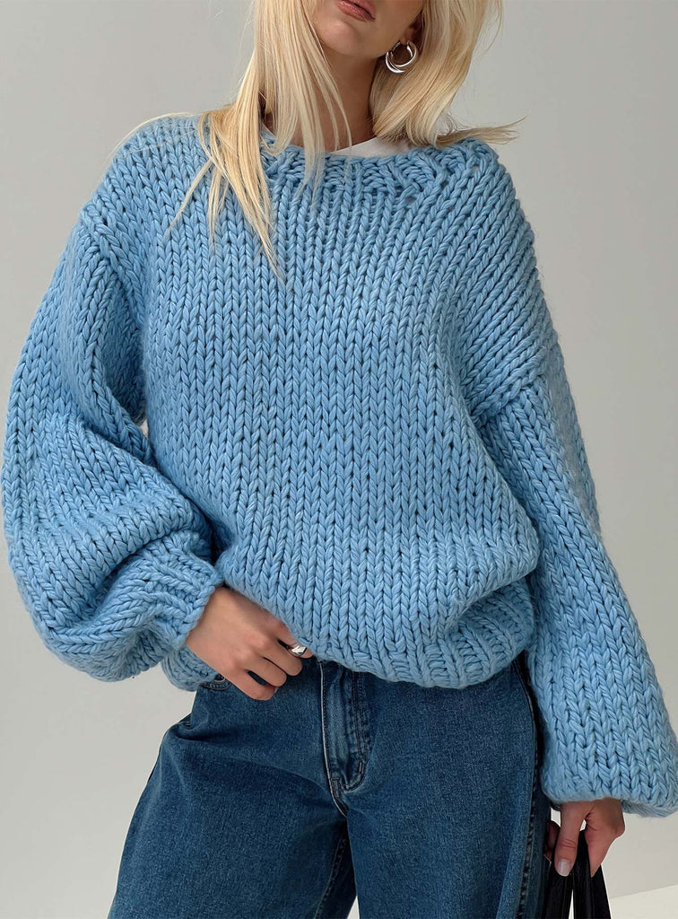 Stacked Sweater Blue ブルー　青色 Color Block Sweater | Women's Striped Sweaters | Lane 201