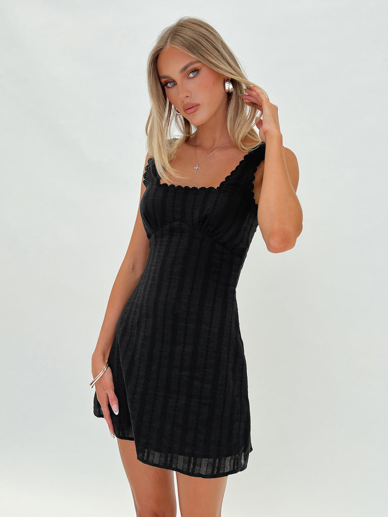 open lace back dress Dani Mini Dress Black main image 1