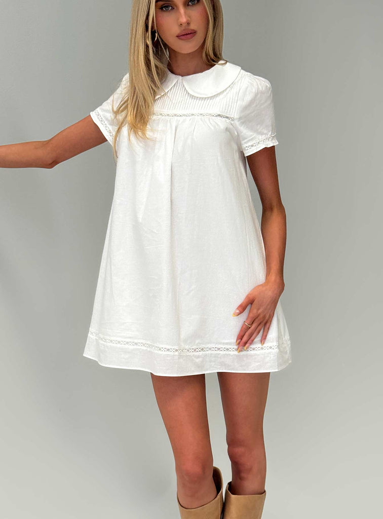 blue dress for baby girl Beacall Embroidered Mini Dress White