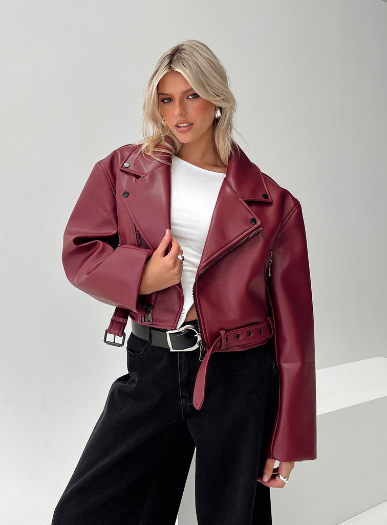 Staten Island Jacket Burgundy Princess Polly1