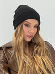 Knit beanie Foldable brim, thick knit material, double lined Good stretch 