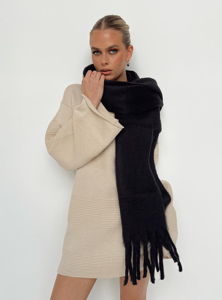 Scarf Black Cashmere Knit