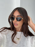 Metal frame sunglasses Adjustable nose pads, smoke tinted lens