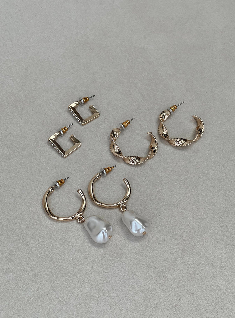 Stradivarius Pearl Earrings Grey M