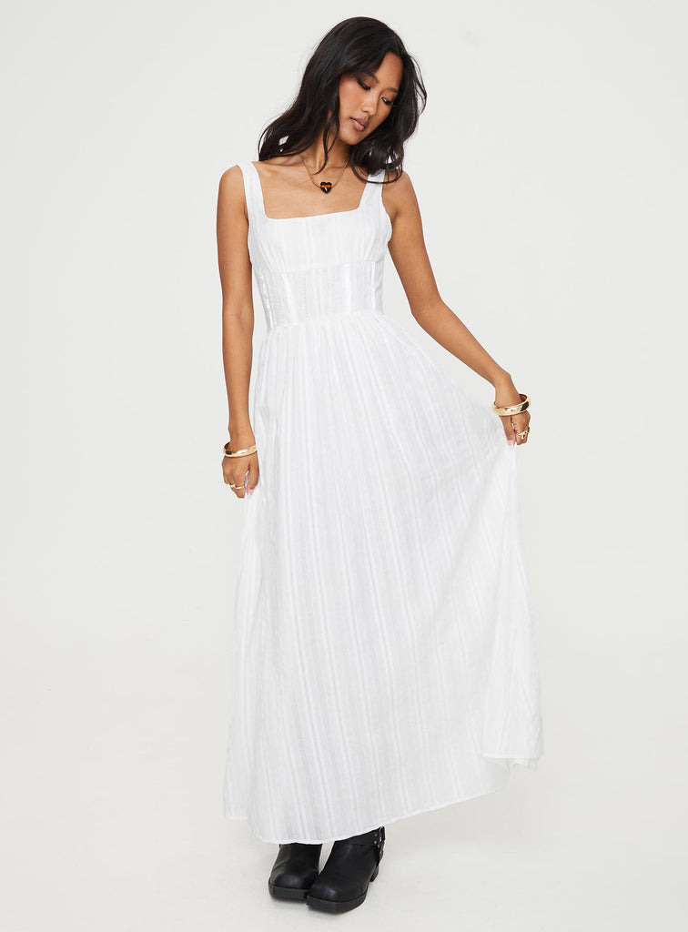 Lorinda Maxi Dress White Lower Impact | Princess Polly