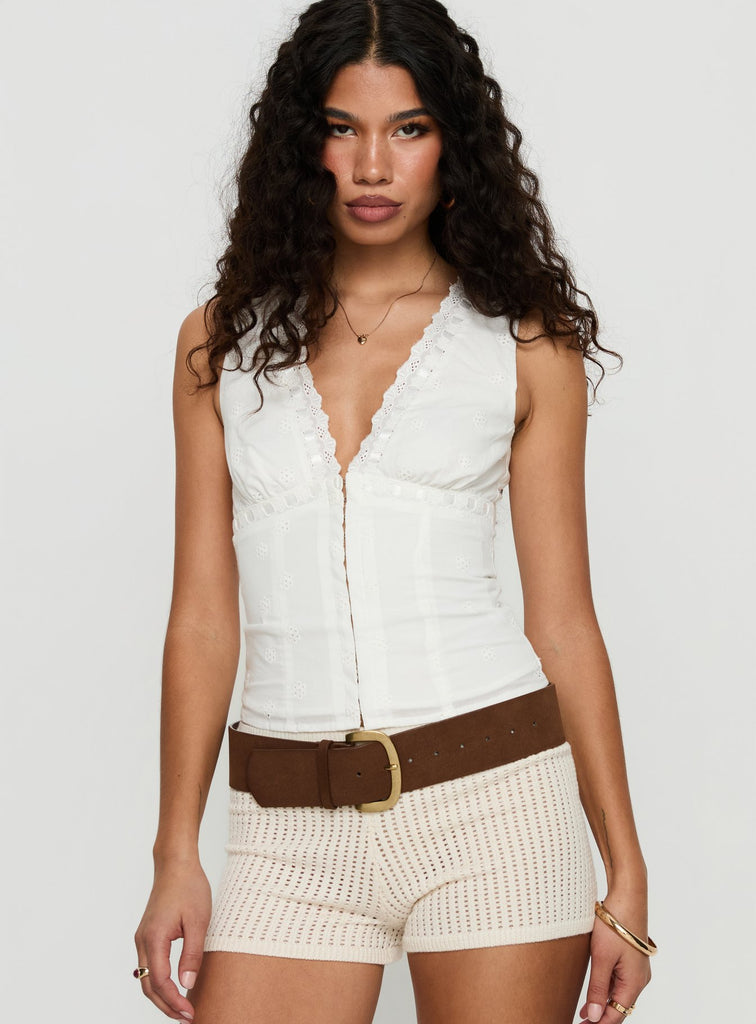 Speechless Sleeveless Lace Trim Top White | Princess Polly