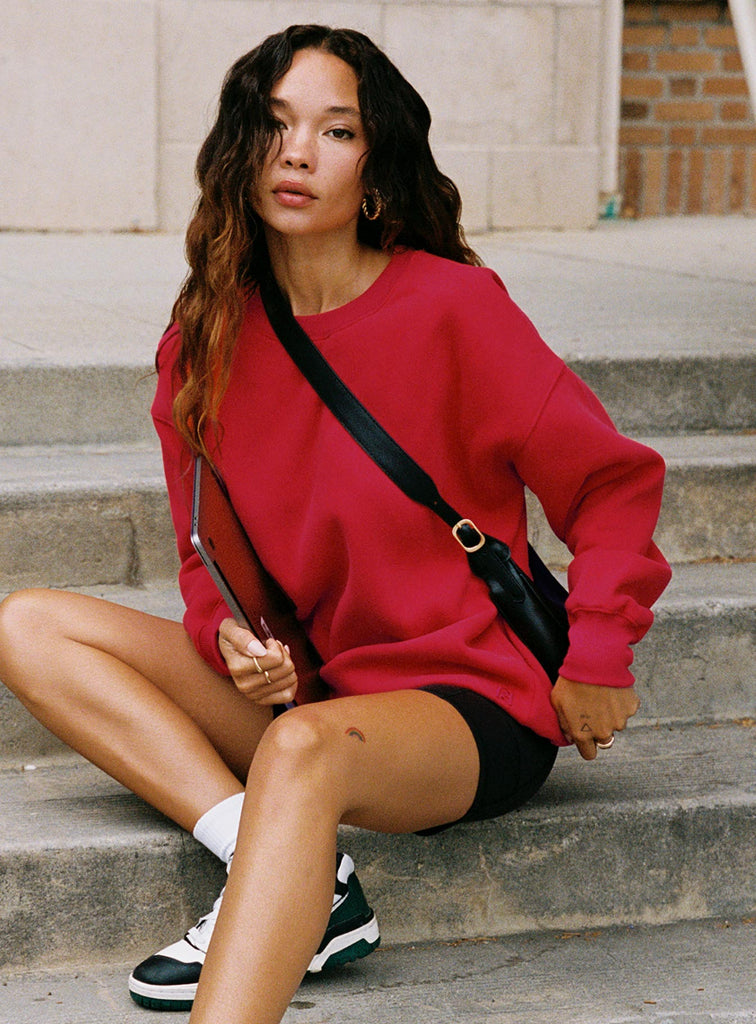 Dream Fleece Classic Crewneck Sweatshirt Red | Princess Polly USA