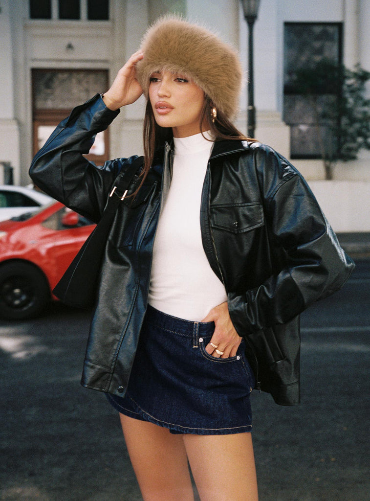 Callie Faux Leather Jacket Black | Princess Polly