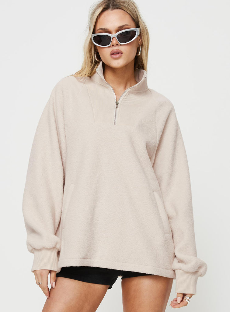 Making It Look Easy Grey Ribbed Shoulder Quarter Zip Pullover Small