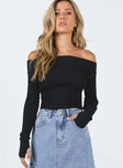product Morley Off Shoulder Sweater Black Princess Polly Cropped