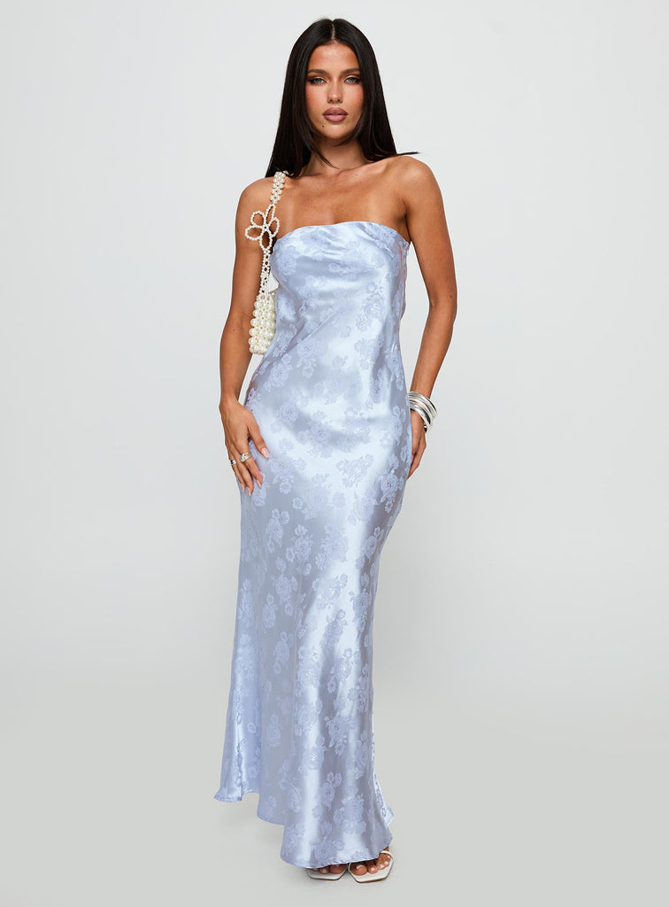Haley Maxi Dress | Blue Jacquard | Womens | Princess Polly Haley Maxi Dress | Blue Jacquard | Womens | Princess Polly