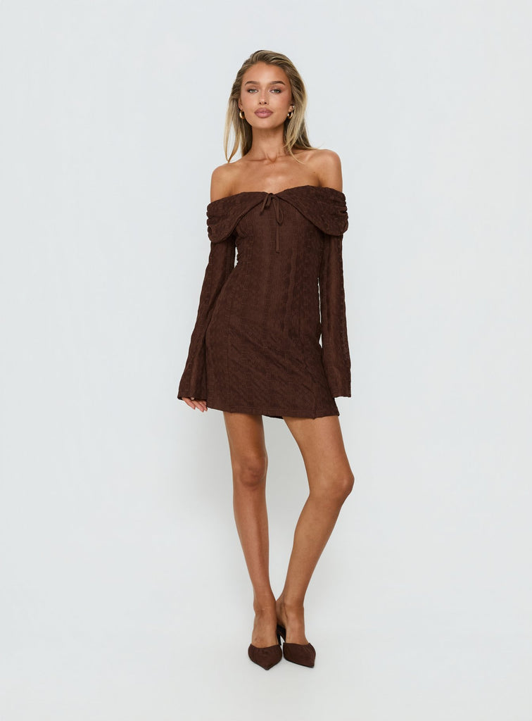Colettie Long Sleeve Mini Dress | Chocolate | Womens