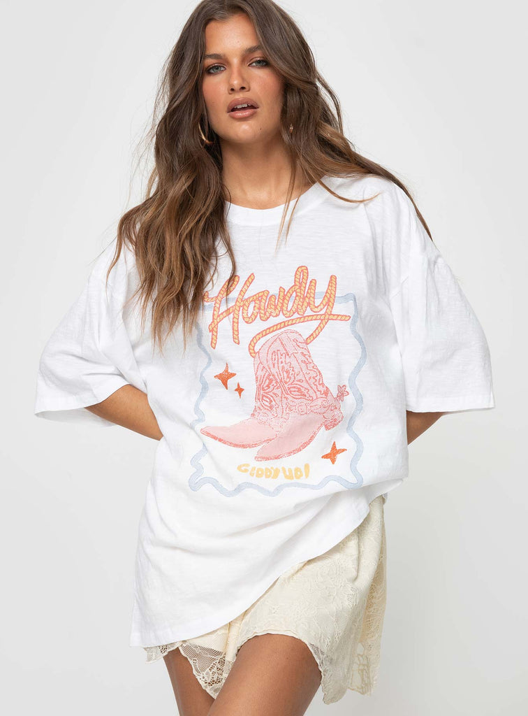 Howdy Oversized Tee White Multi