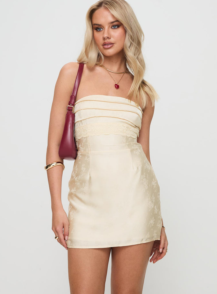 Busiate Strapless Mini Dress Champagne | Princess Polly Busiate Strapless Mini Dress Champagne | Princess Polly