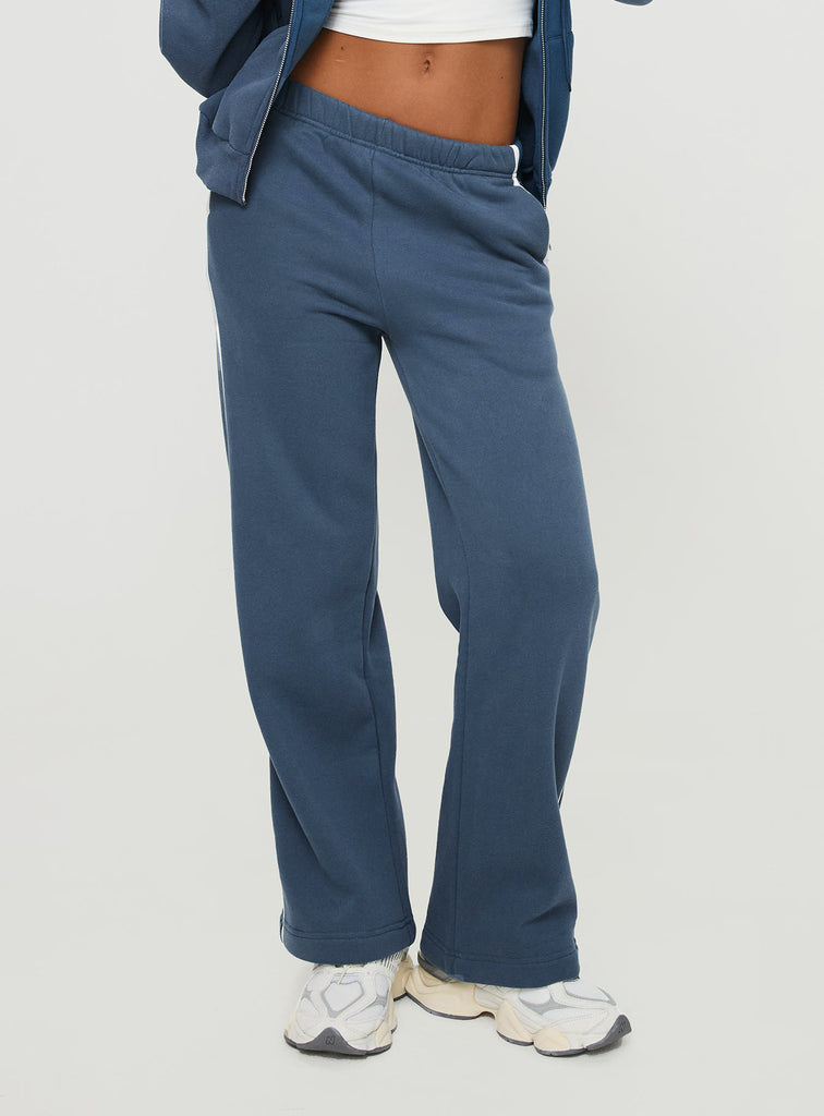 Skiller Side Stripe Track Pants Navy