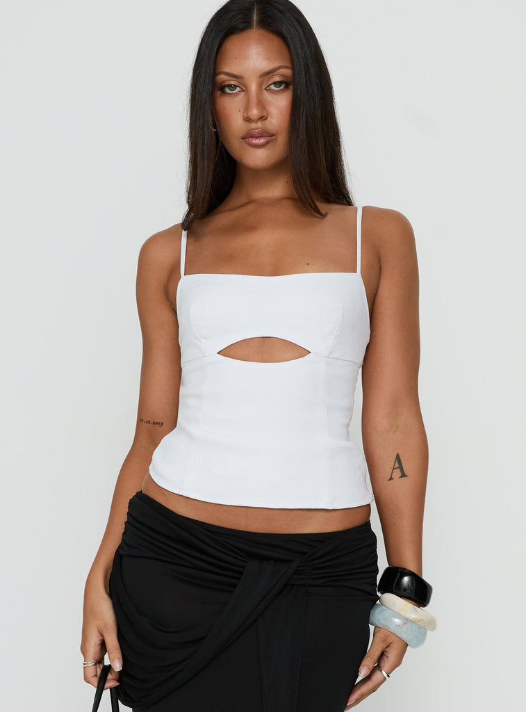 Lenara Cut Out Cami Top White | Princess Polly