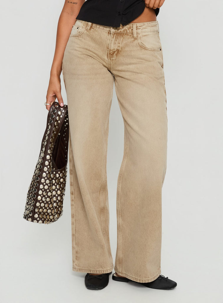 Ellanor Low Rise Slouch Denim Jean Tan | Princess Polly