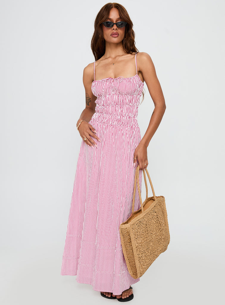 open lace back dress Derek Lam pink and red stripe dress, size 8 main image 0