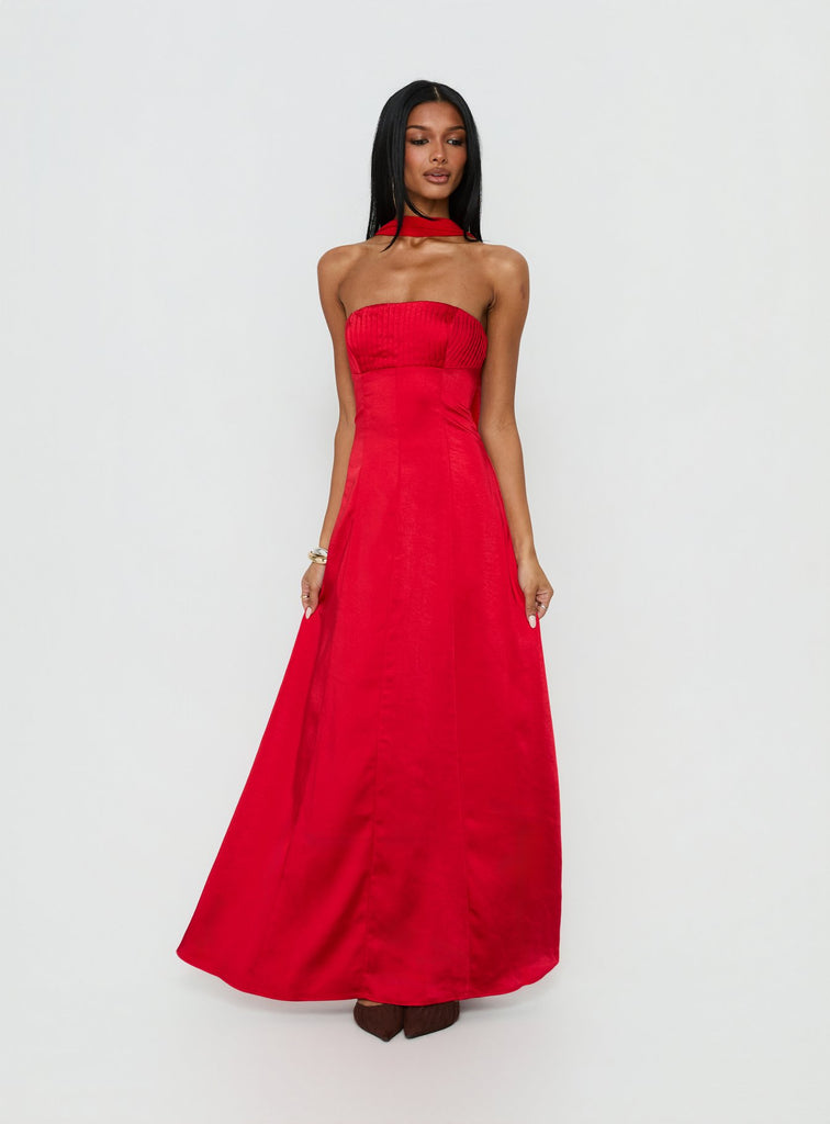 Masterpiece Strapless Maxi Dress | Red | Womens