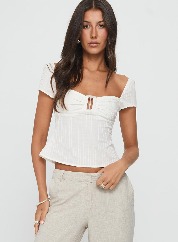 Isabetta Short Sleeve Top White