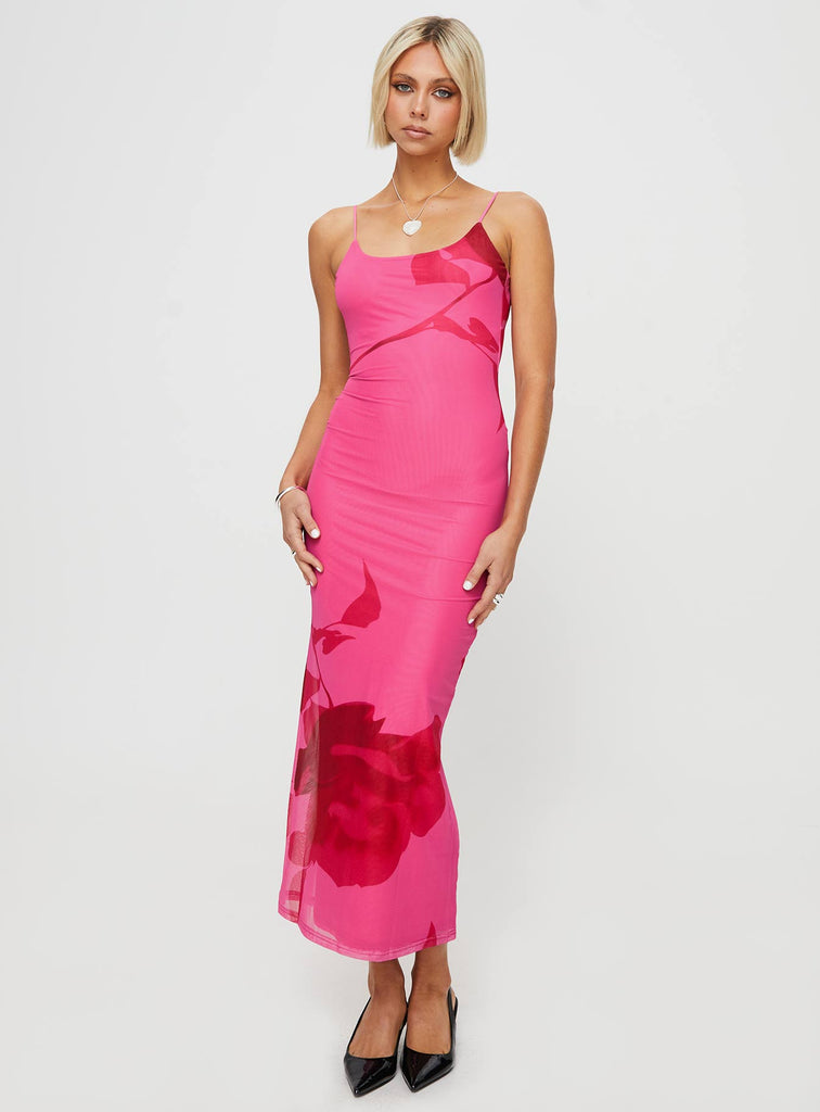 Knox Maxi Dress Hot Pink Floral | Princess Polly Knox Maxi Dress Hot Pink Floral | Princess Polly