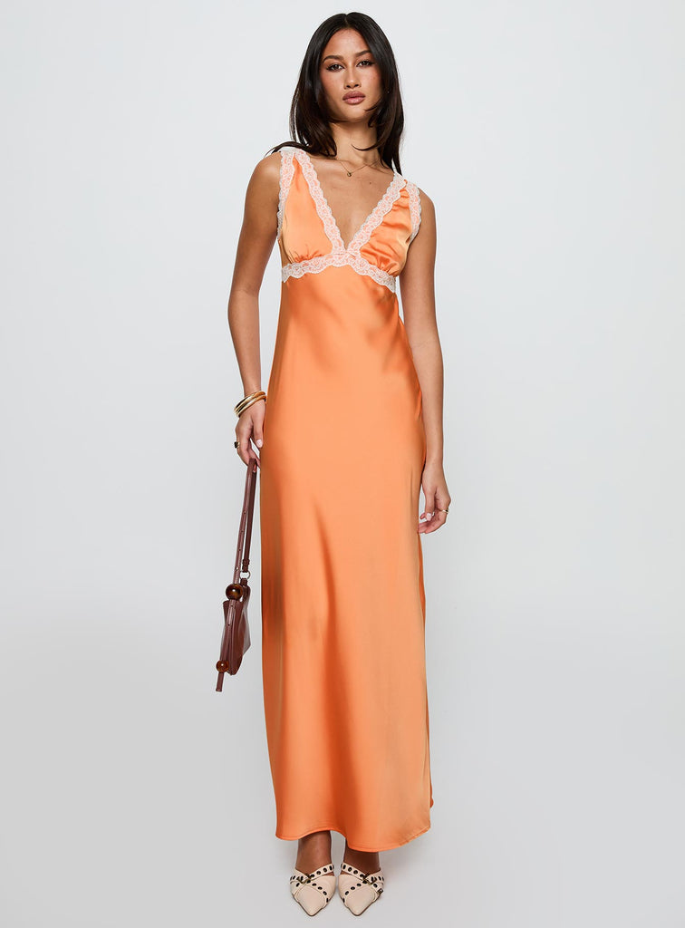 princess polly orange dress Natassja Maxi Mini dresses Airy open galuh Size:6 (AU) Oversized Drawstring Maxi Dress