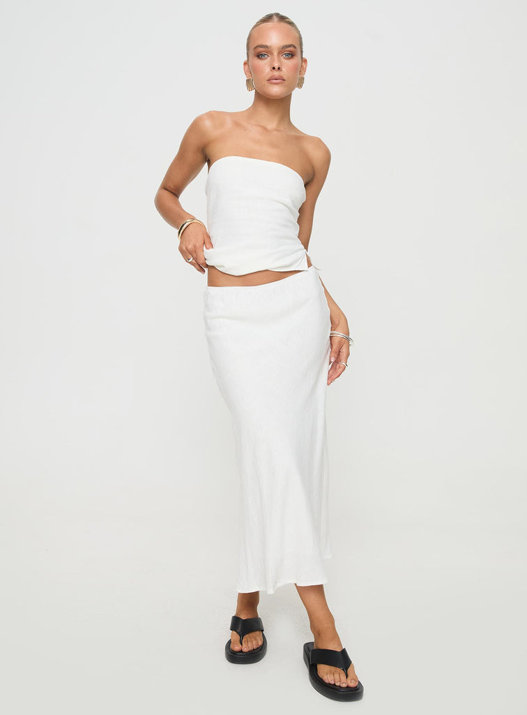 Tearose Linen Blend Maxi Skirt White