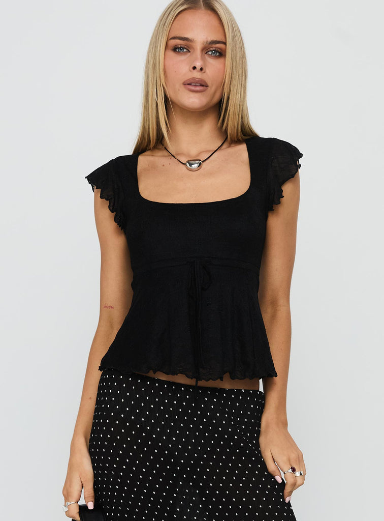 ▪️専用　BORDER FRILL TOP(38) 　BLACK Auroraah Frill Top Black | Princess Polly