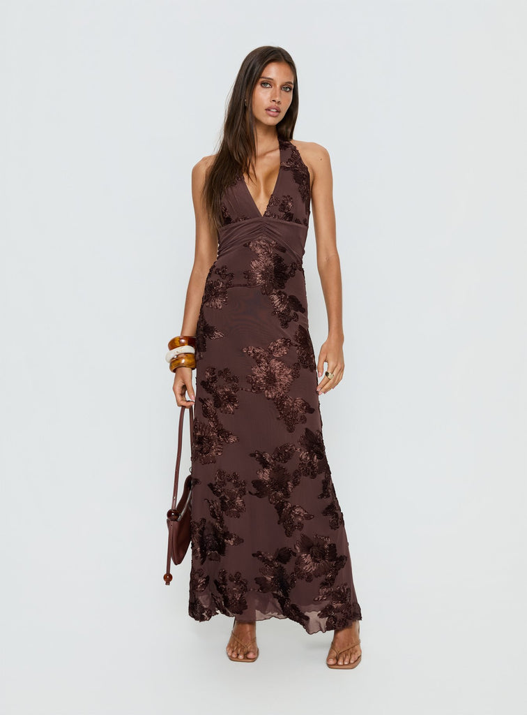 Rousseau Halter Maxi Dress | Espresso | Womens