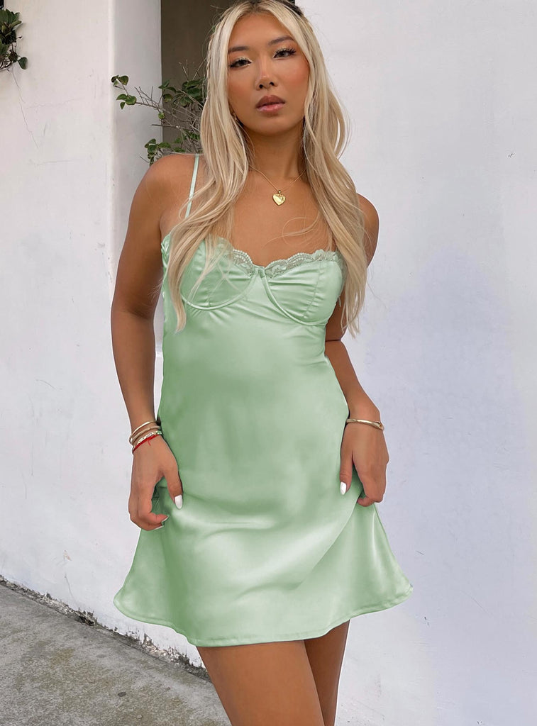 Moniz Mini Dress Sage | Princess Polly Moniz Mini Dress Sage | Princess Polly