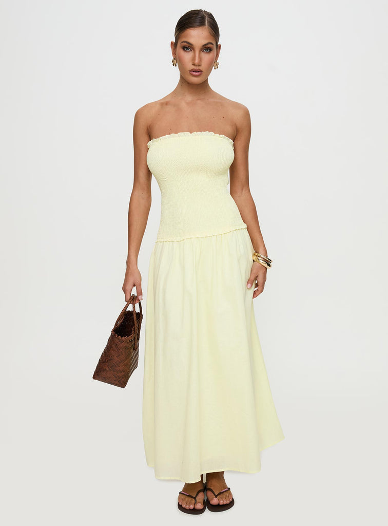Tinsie Strapless Maxi Dress | Yellow | Womens