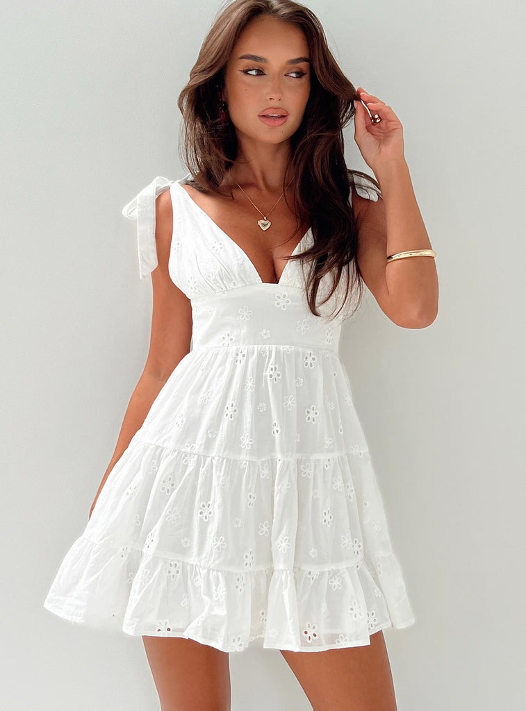 Havena Anglaise Mini Dress White