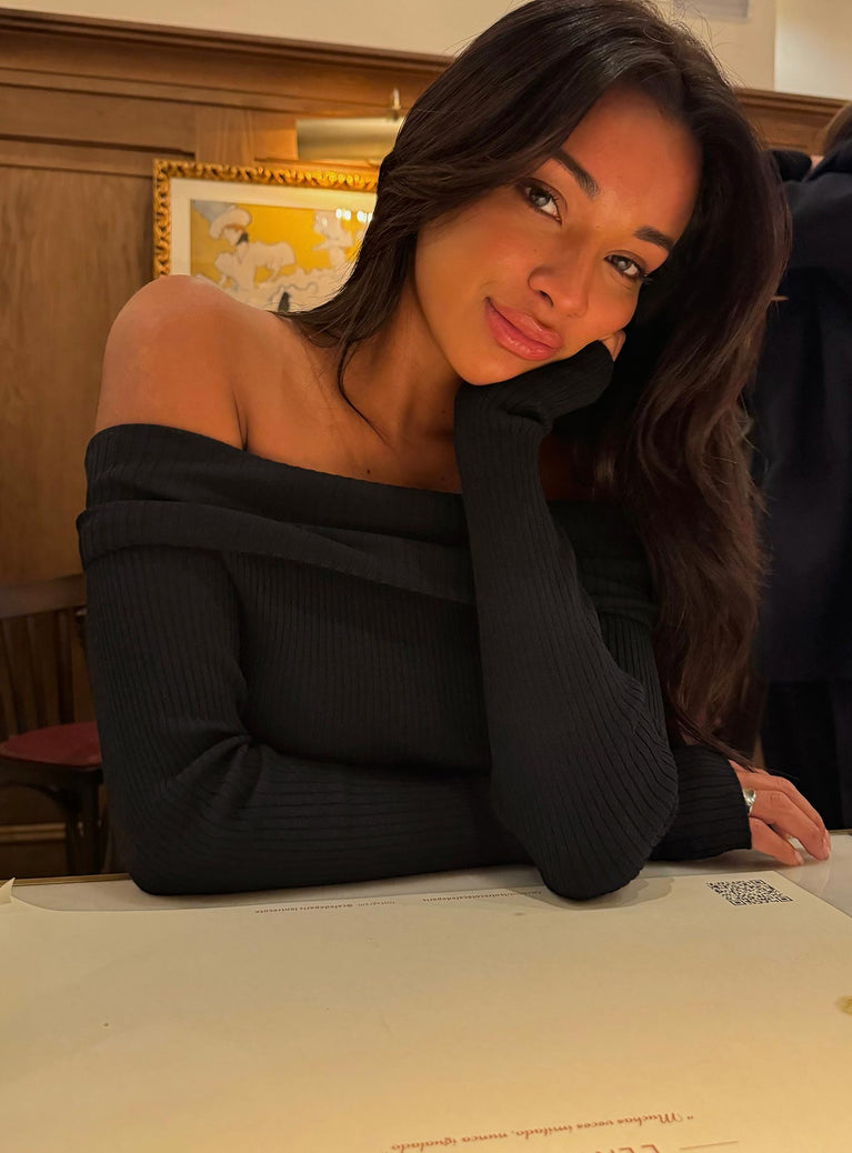 product Morley Off Shoulder Sweater Black Princess Polly Cropped
