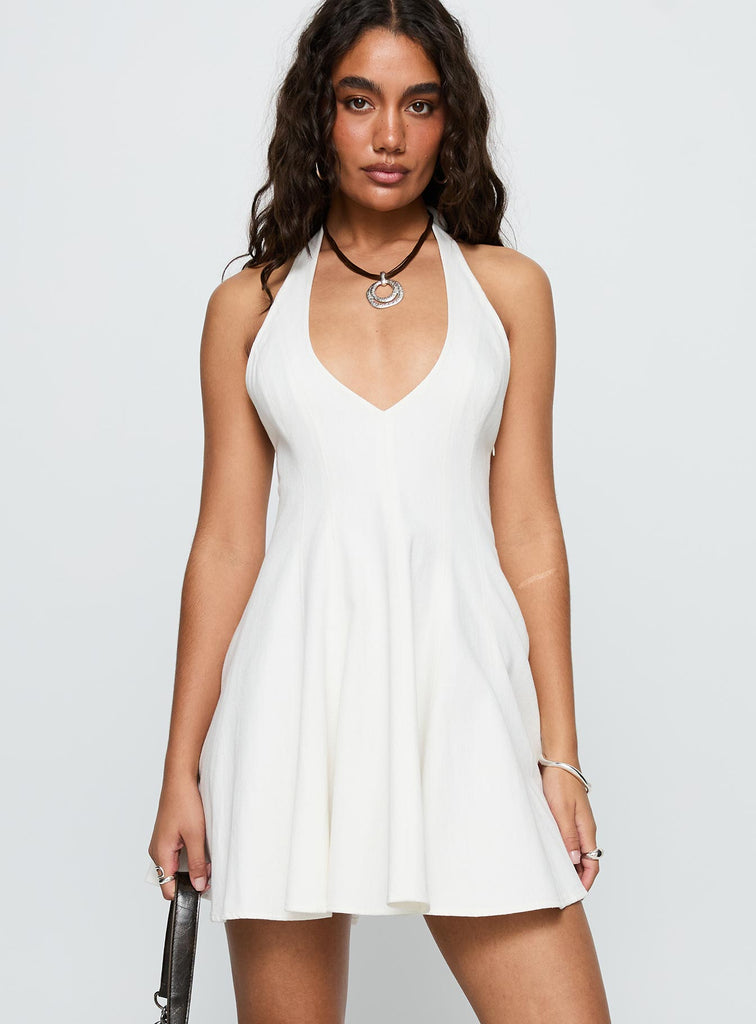 Undo Halter Mini Dress - White