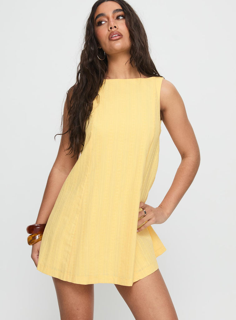 Lorenie Shift Mini Dress Yellow | Princess Polly