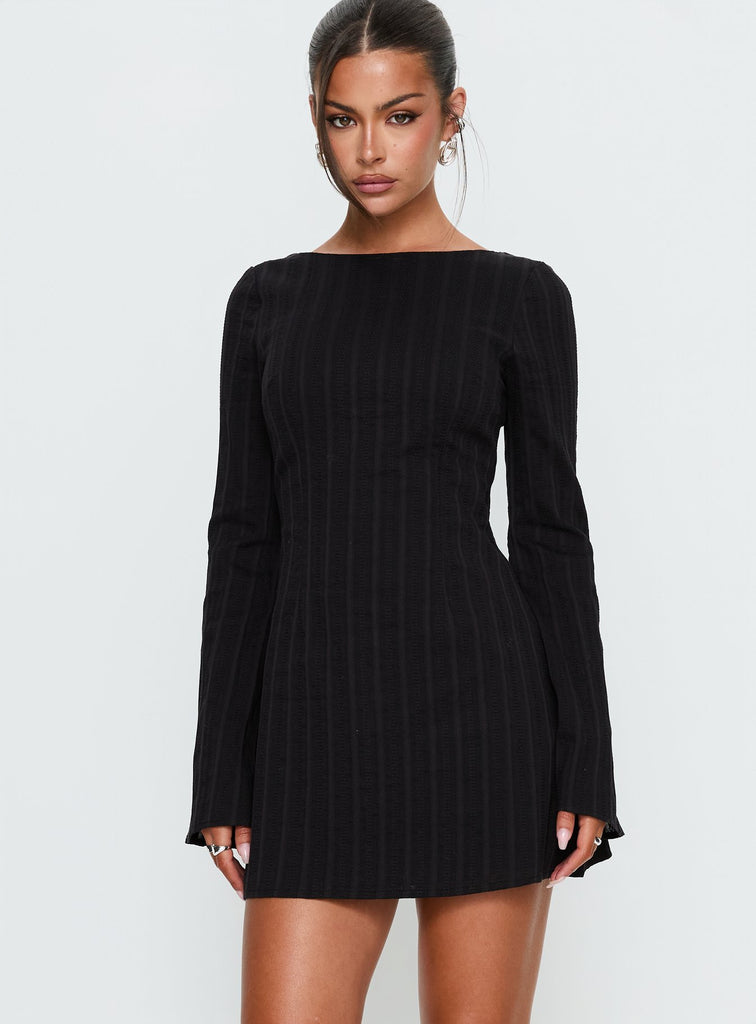 deep neck long dress Jersey Cowl Neck Gown in Black Black main image 1