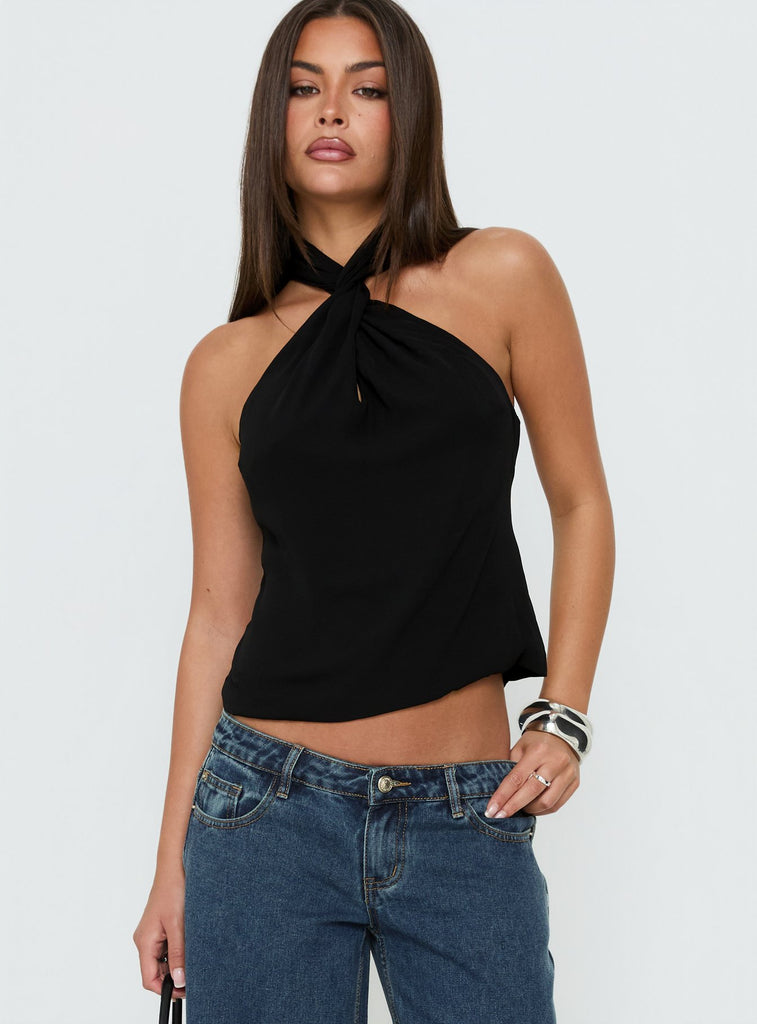 Adalynne Twist Front Top Black | Princess Polly